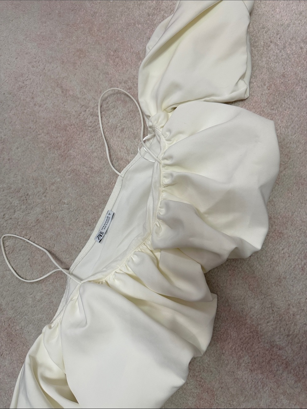 Zara Cream Off-Shoulder Ruffle Crop Top - Picture 4 of 5